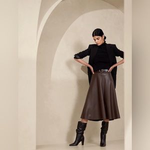 Banana Republic Factory Vegan Leather Midi Skirt